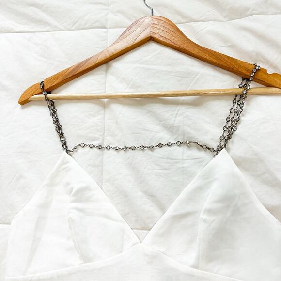 RARE Zara White Linen Jewel Strap Mini Dress Size Small Party Cocktail - Picture 5 of 8